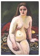 Female nude at a knited carpet August Macke